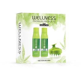 WELLNESS PREMIUM PRODUCTS zestaw zielony (szampon 500ml, odżywka 500ml, zielony masażer do włosów)