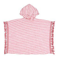 Ponczo plażowe z kapturem lniane koralowe paski