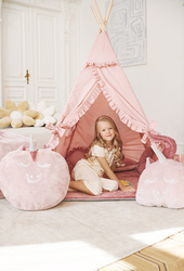 Tipi - zestaw różowy (tipi + mata + 3 poduszki)