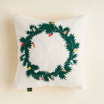 Świąteczna poduszka dekoracyjna Świąteczny Wieniec - Kremowa