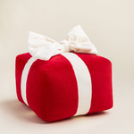 Świąteczna poduszka dekoracyjna Czerwony Prezent z Kremową Kokardą