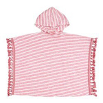 Ponczo plażowe z kapturem lniane koralowe paski